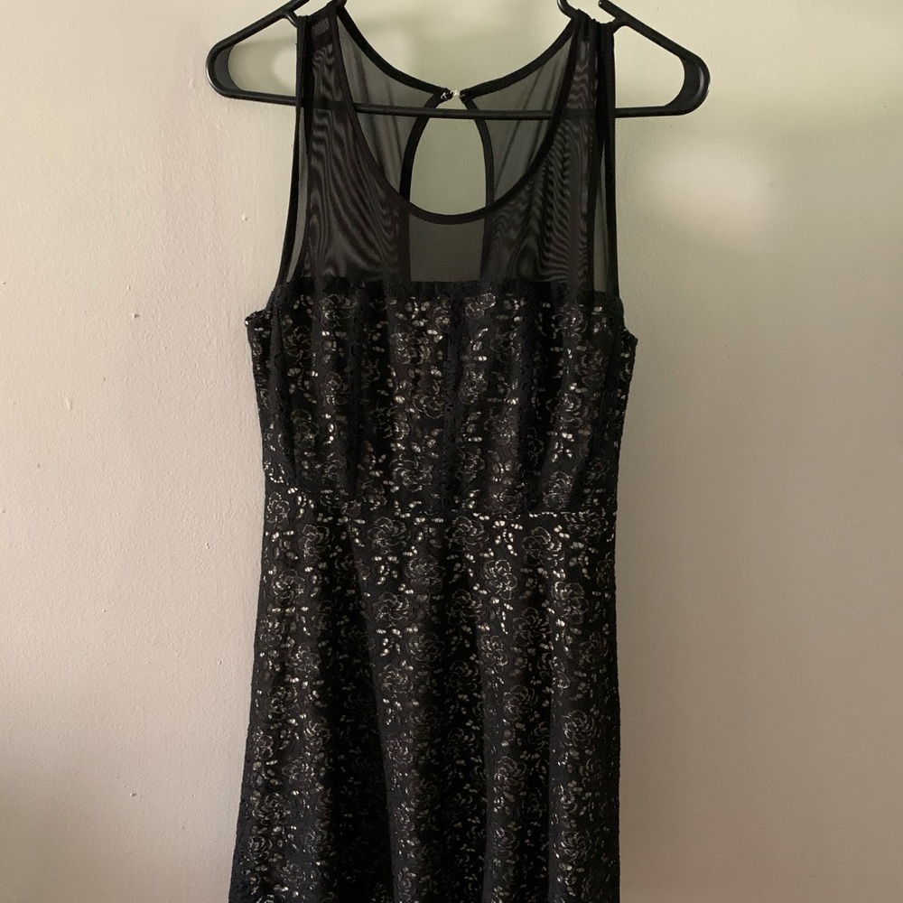 Black lace mini dress